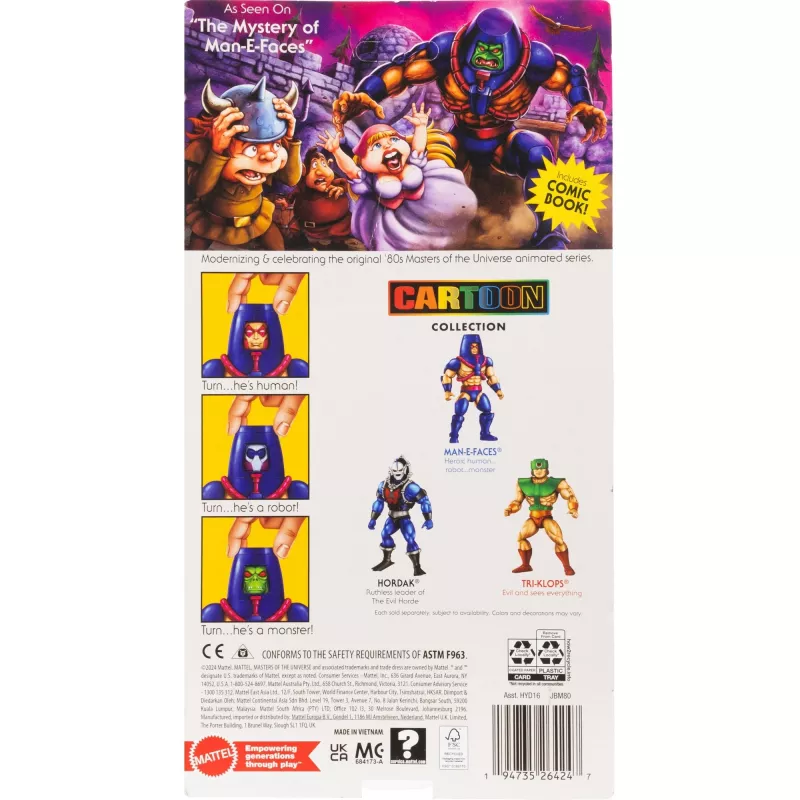 Figura de acción MATTEL M.O.T.U. Origins Man-E-Faces JBM80, figura articulada de colección