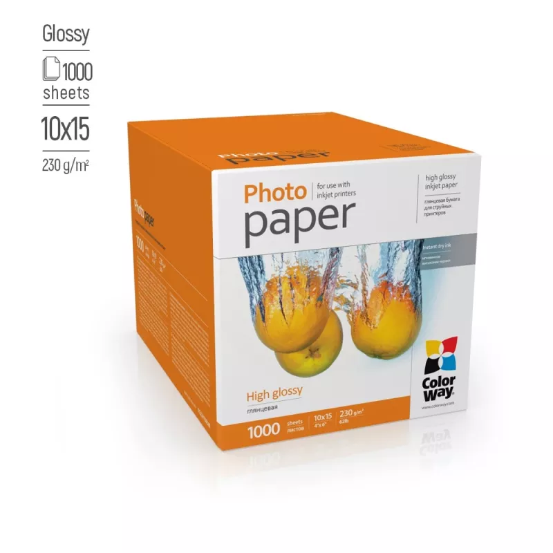 Papel fotográfico ColorWay 10×15 cm brillo 230 g/m², paquete para impresión fotográfica