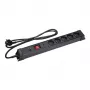 Regleta Hawk HWPS502BK 1,5 m cable, 5 tomas, protección contra sobretensiones