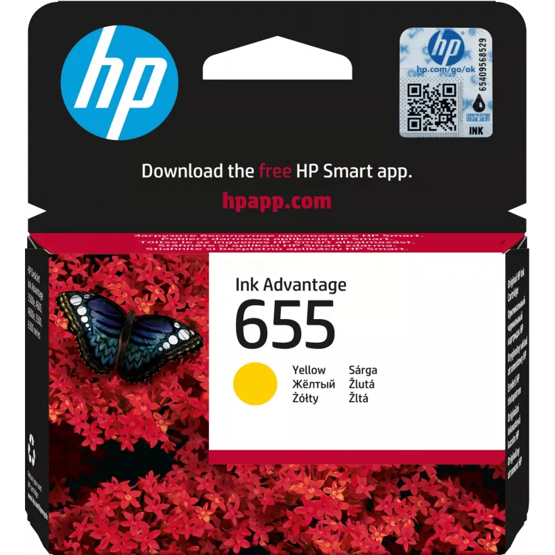 HP 655 amarillo original tóner Ink Advantage, amarillo, 1 ud., 600 páginas