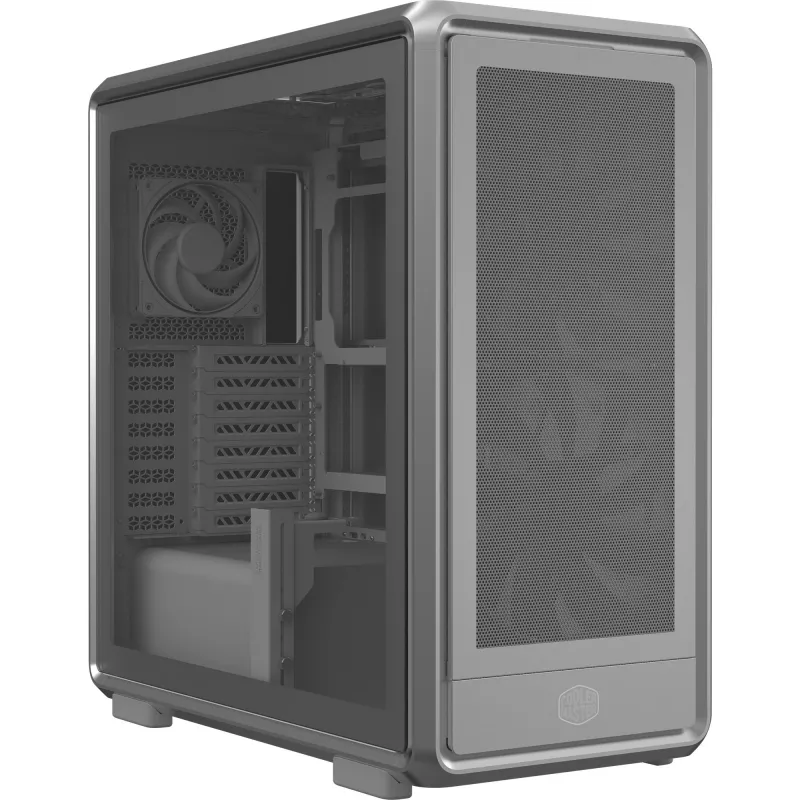 Caja de PC semitorre Cooler Master MasterFrame 600 Mesh plata — compatible con ATX/EATX, frontal 2×200mm, unidades 2,5