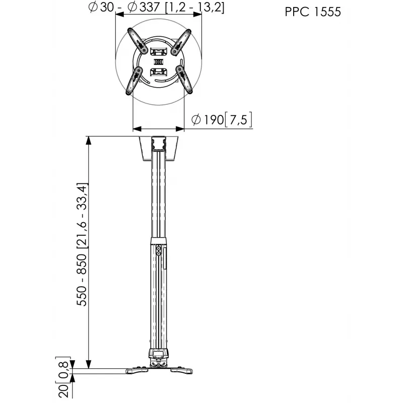 Soporte de techo para proyector Vogel's PPC 1555 plata