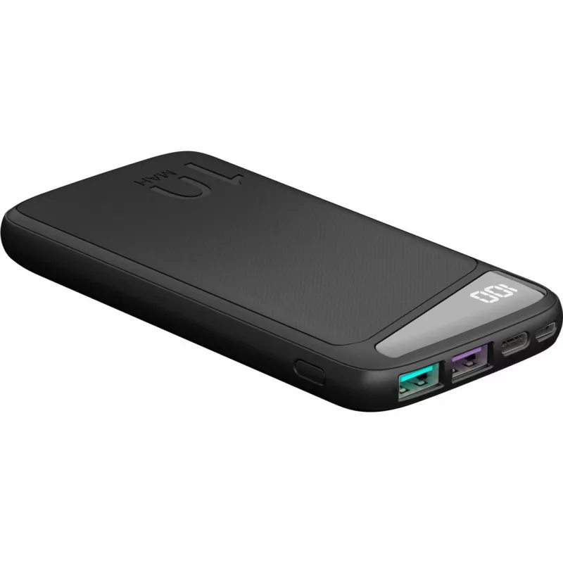 Batería externa de carga rápida 10.000 mAh (negra, USB-C PD, QC 3.0, 10.000 mAh)