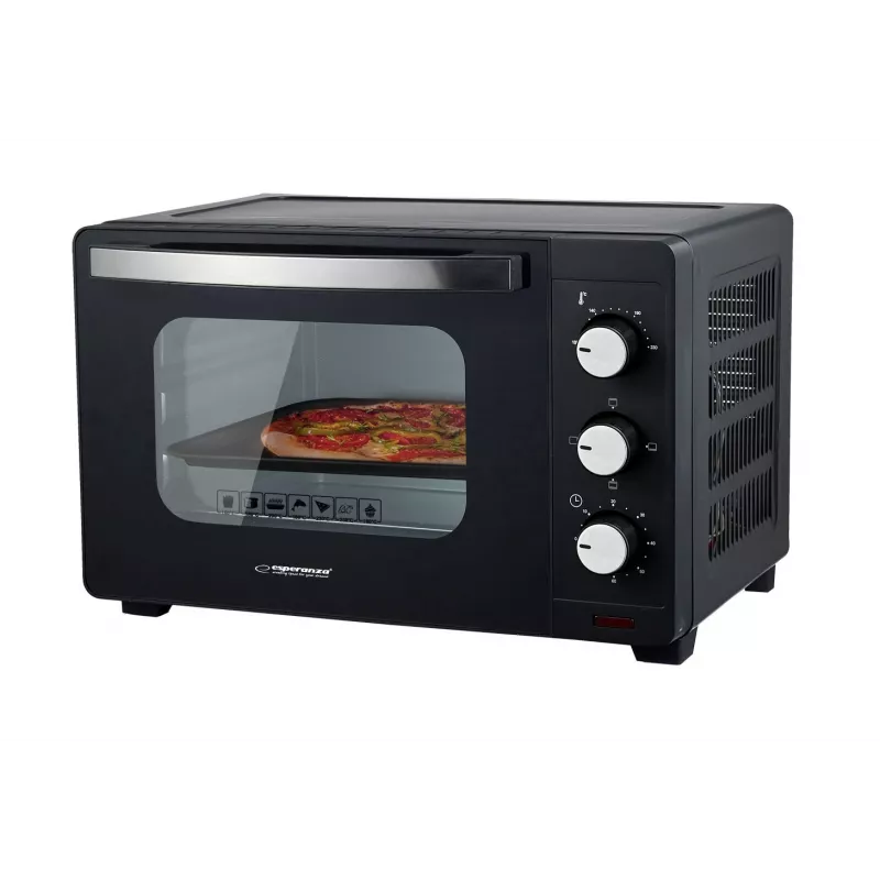 Mini horno ESPERANZA EKO008N – 20 L, 1280–1300 W, hasta 230 °C, temporizador de 60 minutos, mandos giratorios, puerta de cristal, independiente