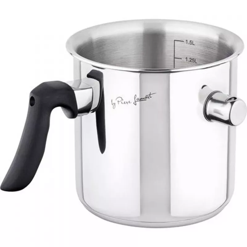 Jarra para leche LAMART LT1068, acero inoxidable de doble pared, fondo sándwich, 1,5 L, silbato, escala de volumen