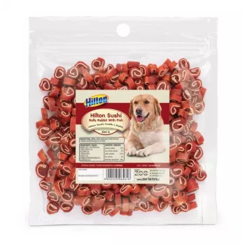 Premios de adiestramiento para perros Hilton Sushi Rolls — conejo con pescado, 500 g