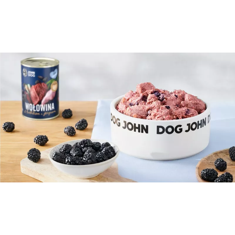 Comida húmeda para perros john dog BERRY — Ternera y conejo con moras, 400 g, Junior, alimento completo