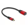 Adaptador USB DeLOCK 60172 USB Type-C macho a USB Type-A hembra 10 Gbit/s 15 cm rojo metal