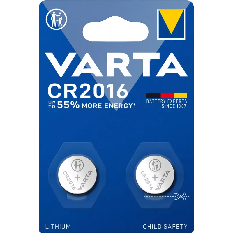 Pila VARTA Electronics CR2016 litio 90 mAh 3V envase 2 (06016101402)