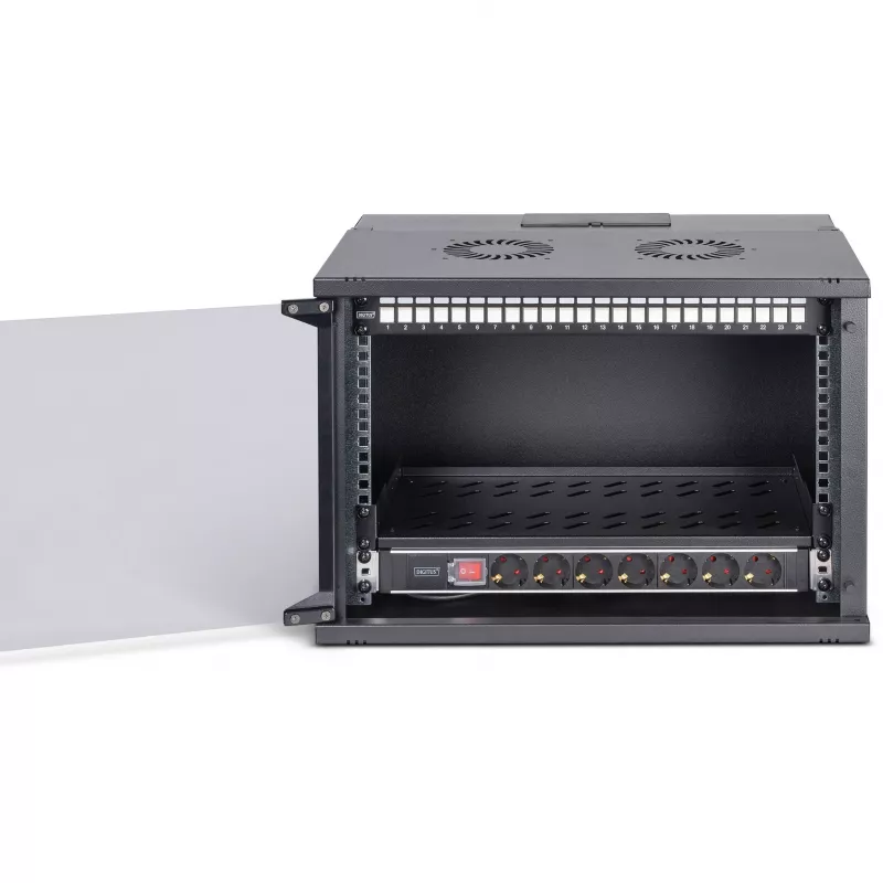 DIGITUS SOHO Pro DN-49203-SET 19" 7U set de red para montaje en pared con accesorios, 540 x 400 mm, negro