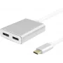 Divisor USB-C helos 288383 — 2 salidas DisplayPort, USB 3.1 Type-C