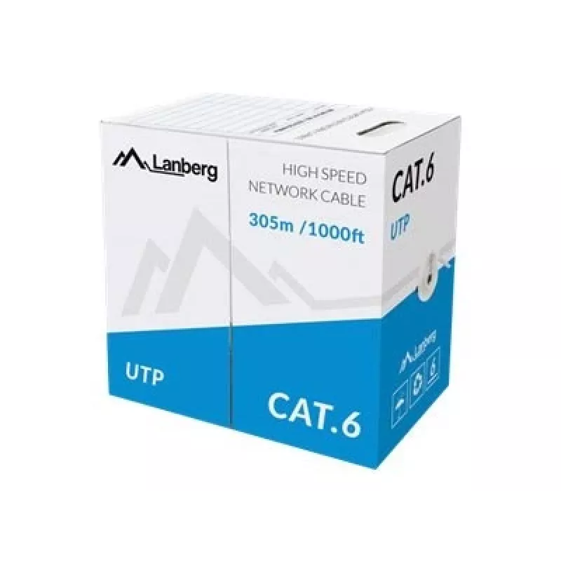 Lanberg LCU6-10CC-0305-S cable de red Cat6 U/UTP, 305 m, rígido, CCA, 1 Gb/s, gris