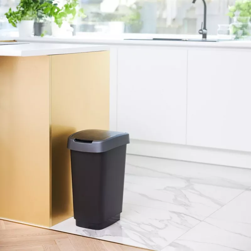 Rotho Twist cubo de basura giratorio 25 l, plateado