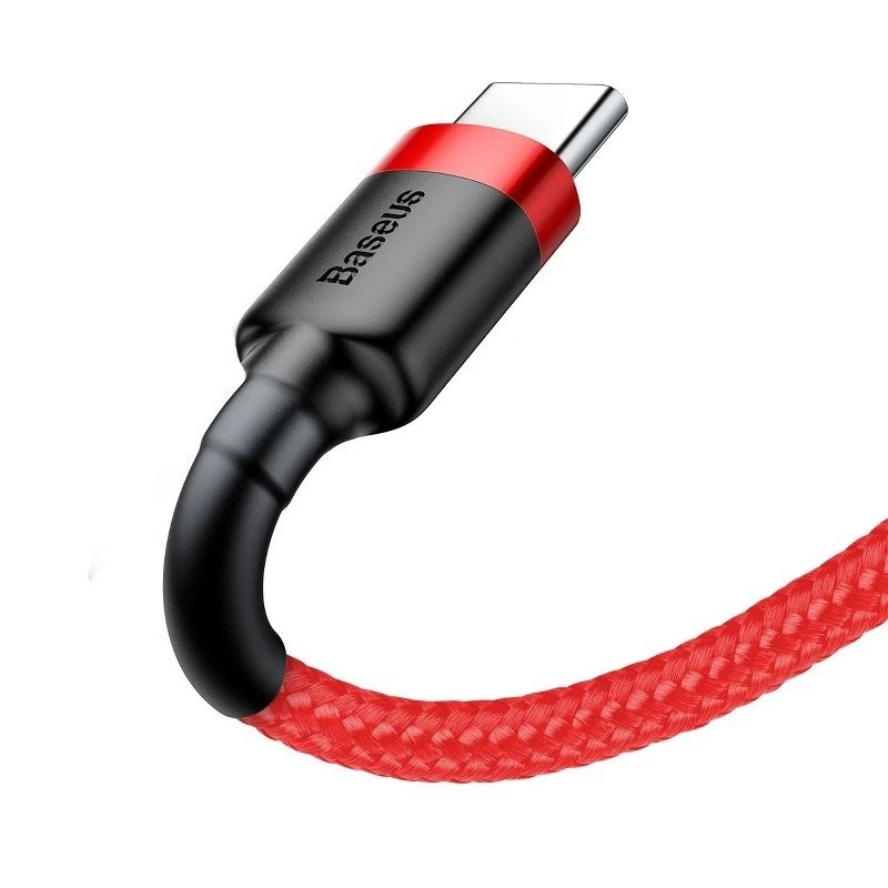 Cable USB 2.0 A a USB-C Baseus CATKLF-B09 1m QC3.0 trenzado de nailon rojo, carga rápida y sincronización de datos
