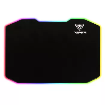Alfombrilla PATRIOT Viper Gaming negra — polímero/goma, retroiluminación LED, alimentación USB, antideslizante, 353,5×242,7 mm, 5,5 mm de grosor