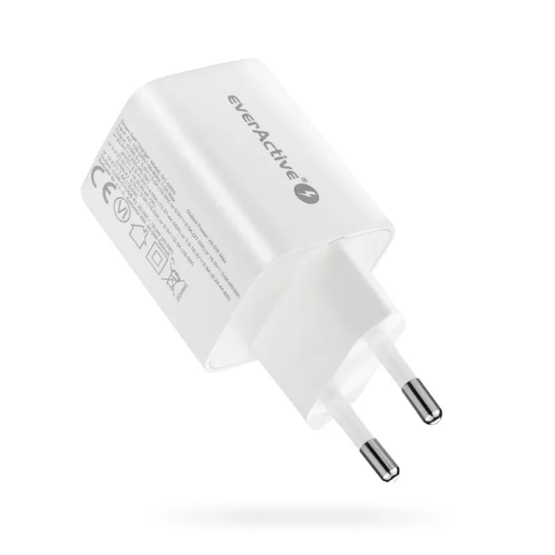 Cargador de pared everActive SC-450Q 45W 1×USB-C 1×USB-A blanco