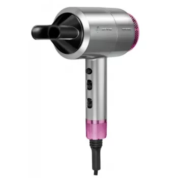 Secador de pelo MPM MSW-22 1800W, 3 niveles de calor, 2 velocidades, iónico, concentrador, cable de 1,8 m, plateado