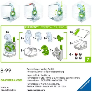 Ravensburger GraviTrax elemento cañón vertical – ampliación de recorrido (27465) para sistemas de canicas