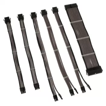 Set de extensión de cables Kolink Core Adept – revestido de PET, set de 6 piezas, 20+4 pines, 8 pines, 4+4 pines, 3×6+2 pines (300–350 mm)