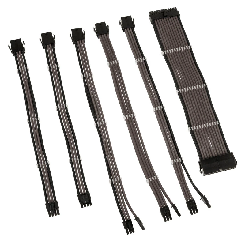 Set de extensión de cables Kolink Core Adept – revestido de PET, set de 6 piezas, 20+4 pines, 8 pines, 4+4 pines, 3×6+2 pines (300–350 mm)