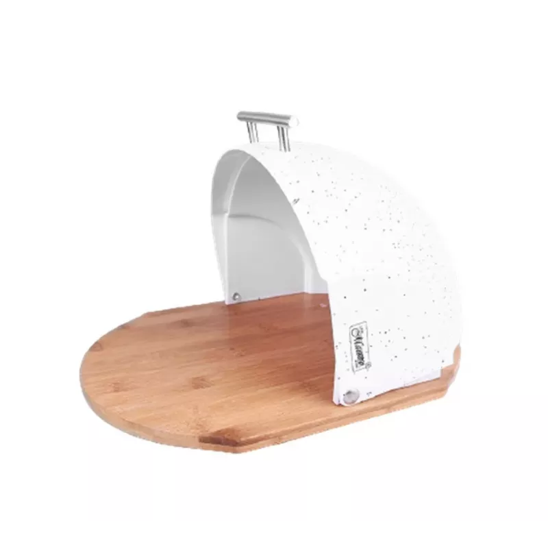 Panera Maestro MR-1678G ovalada, plástico y bambú, 350×200×250 mm, tapa blanca deslizante