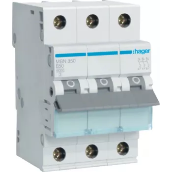 Hager MBN350. Número de polos: 3P. Frecuencia de red: 50/60 Hz, corriente nominal de salida: 50 A (MBN350)