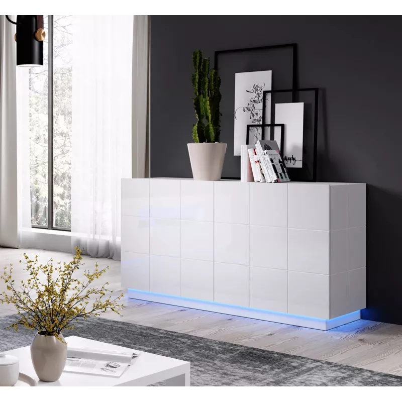 Aparador Cama 2D REJA blanco brillante/blanco brillante
