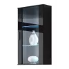 Armario vitrina Cama Meble SOHO de pared 1 puerta marco negro mate / puerta negro brillante con 2 estantes de vidrio templado