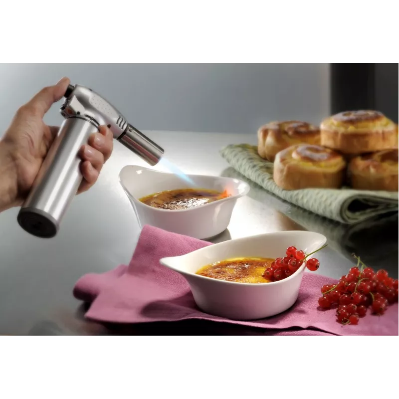 GEFU FUEGO Creme Brulee soplete de cocina G-35400, negro/acero inoxidable