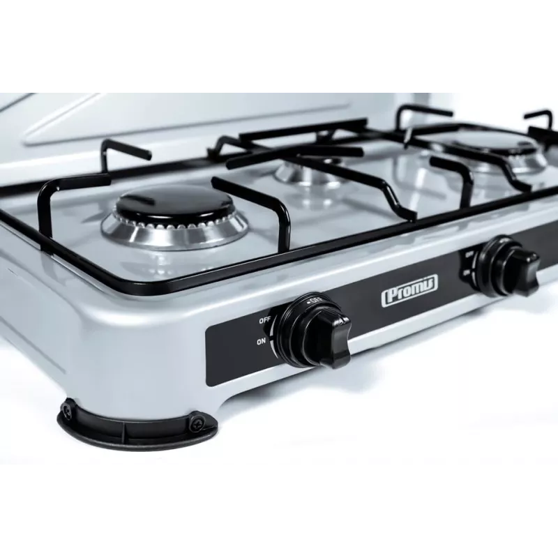 PROMIS KG400 cocina de gas de cuatro fuegos, acabado plata