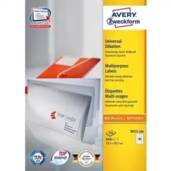 Etiquetas autoadhesivas Avery Universal 52,5x29,7 mm 8000 uds.