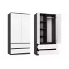 Armario top e shop MALWA SS-90, 90×180×50 cm, marco antracita, puertas batientes blancas, 2 cajones, laminado 16 mm