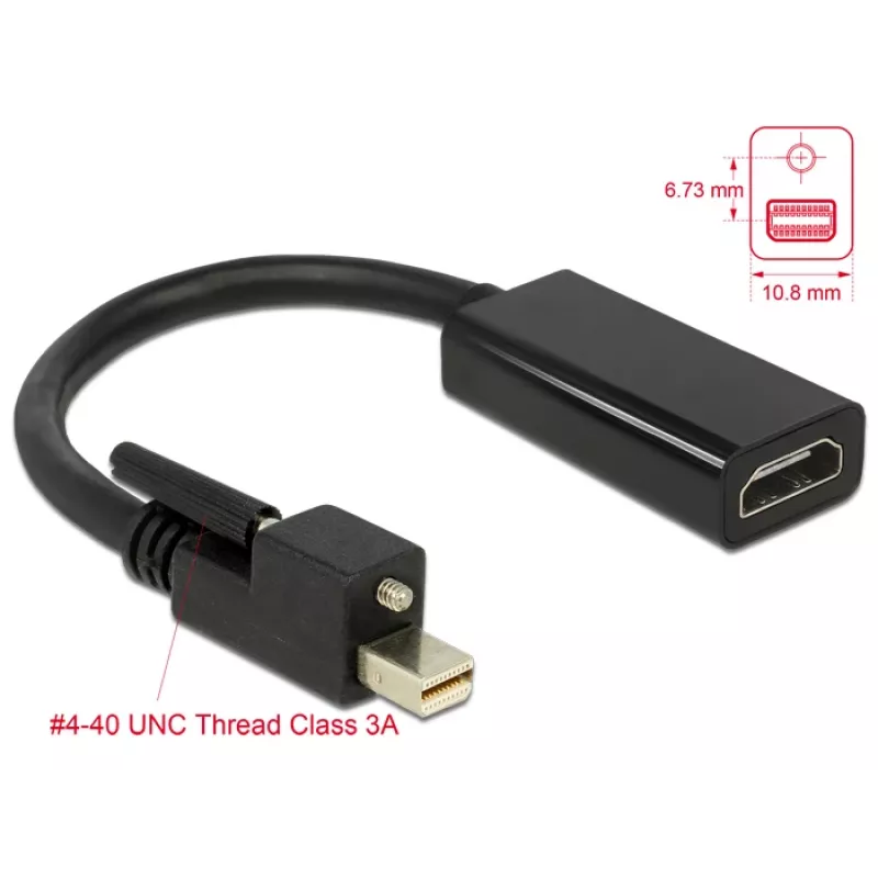 Adaptador de cable de vídeo DeLOCK 62640 Mini DisplayPort a HDMI 0,25 m negro