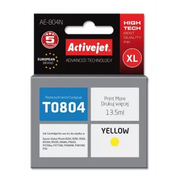 Cartucho de tinta ActiveJet AE-804N compatible para Epson T0804, Amarillo, 13,5 ml, alto (XL) rendimiento