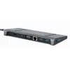 Dock para portátil Gembird A-CM-COMBO9-02 USB 3.2 Gen 1 Type-C, HDMI, VGA, 3×USB-A, Gigabit Ethernet, 87W PD, gris