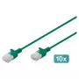 Cable de red DIGITUS CAT6 U-UTP fino, 2 m, verde, pack de 10