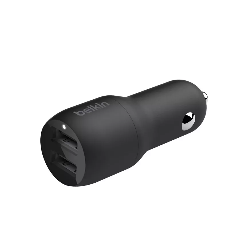 Cargador de coche doble USB-A 12W x2 negro