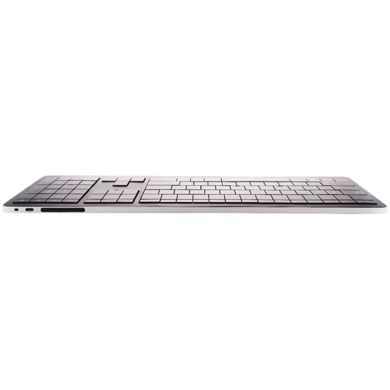 Teclado inalámbrico CLEVETURA CLVX 1 Touch-On-Keys AI, distribución ANSI US Windows, interruptores de tijera, carcasa de aluminio, RGB interactivo