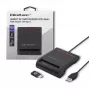 Lector de tarjetas ID QOLTEC Smart-Chip — USB, negro, 84,5×65×16 mm, 63 g