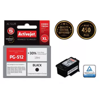 Activejet AC-512R tinta (sustituto de Canon PG-512; Premium; 18 ml; negro)