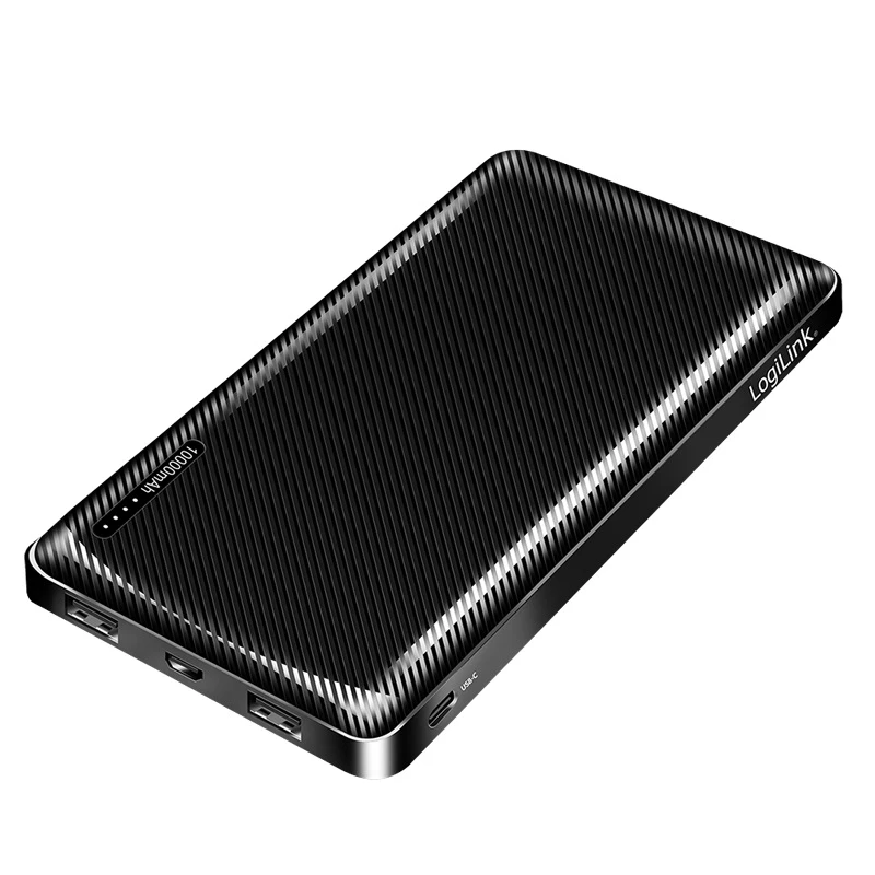 Batería externa Logilink, Li-Po, 2x USB-A, USB-C | PA0316 | 10000 mAh | negra