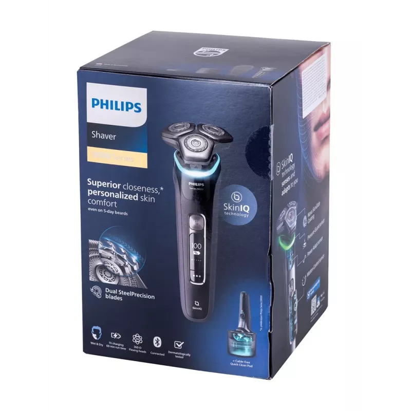 Afeitadora Philips SHAVER Series 9000 S9976/55 para hombre rotativa con recortadora negra