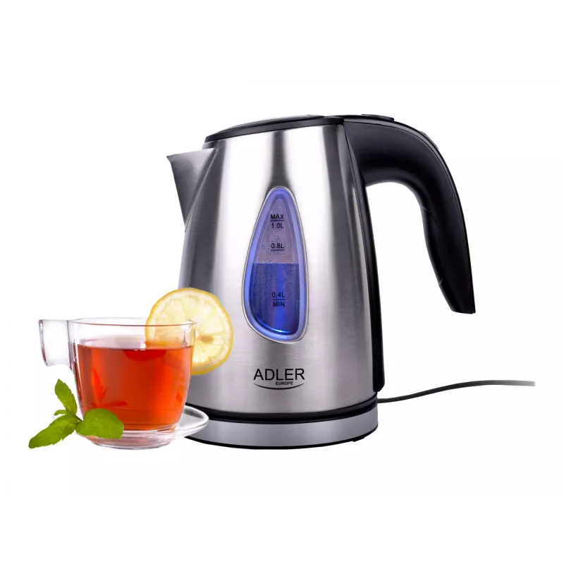 Adler AD 1203 hervidor de agua 1 L plata 1630 W