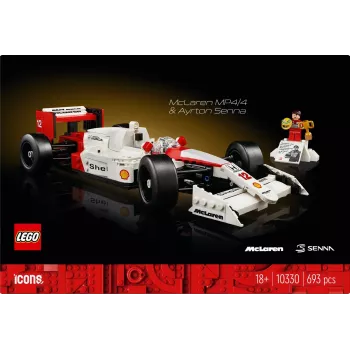 Set LEGO McLaren MP4/4 Ayrton Senna 10330 — modelo LEGO ICONS a escala