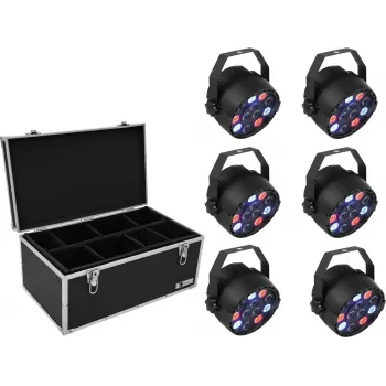 Set de luces LED PAR EUROLITE 20000626, 6×36W RGB, focos de lavado de escenario