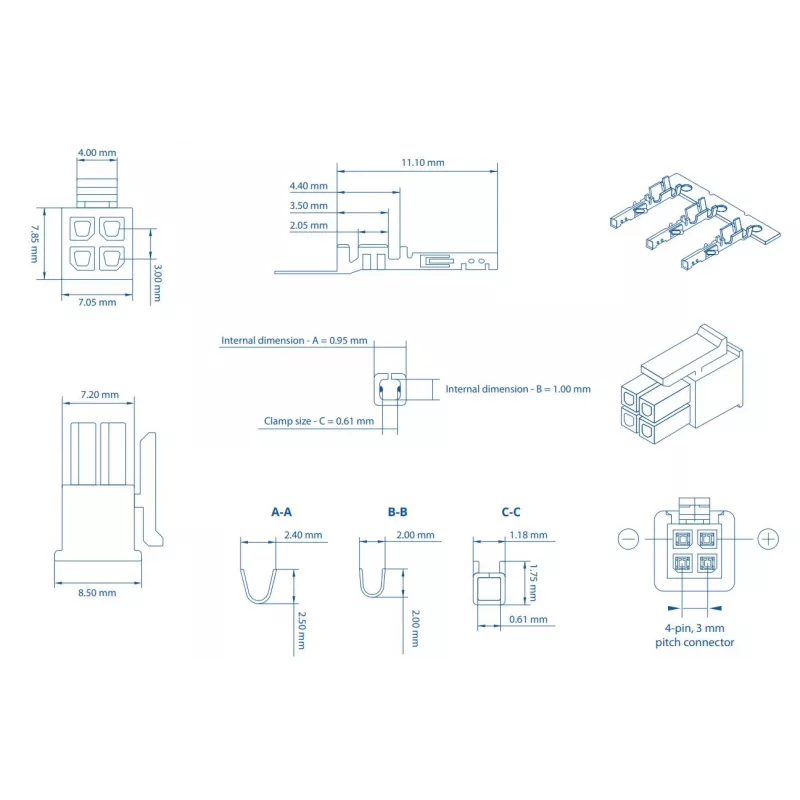 TELTONIKA NETWORKS Conector macho de 4 polos con bornes de contacto