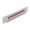 Panel de parcheo de fibra óptica DeLOCK 10 pulgadas 12 puertos LC Duplex violeta 1U gris