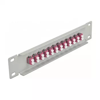 Panel de parcheo de fibra óptica DeLOCK 10 pulgadas 12 puertos LC Duplex violeta 1U gris