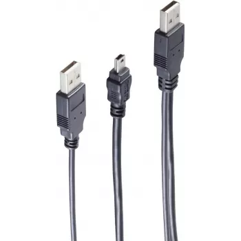 Cable USB ShiverPeaks BS77150 0,6 m 2x USB A Mini-USB B negro