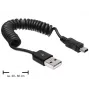 DeLOCK 83164 Cable en espiral USB 2.0, USB-A a Mini-USB B, 0,6 m, negro